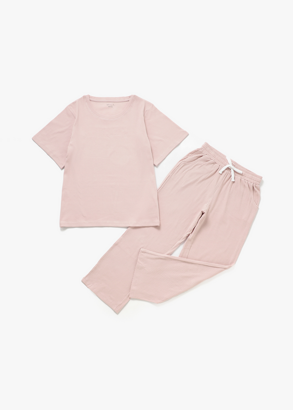 Adult Ribbed Lounge Set | Blush: Large