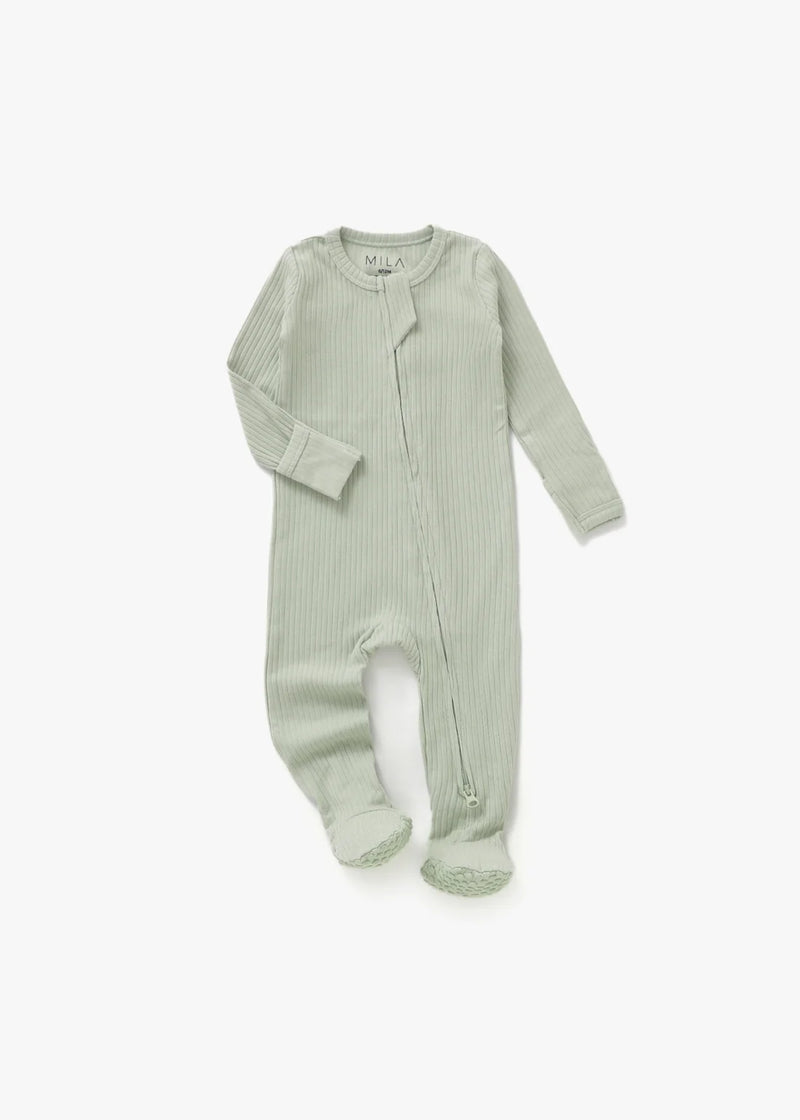 Sleeper Footie ribbed Knit - Pistachio