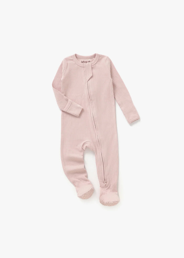 Sleeper Footie ribbed Knit - Blush