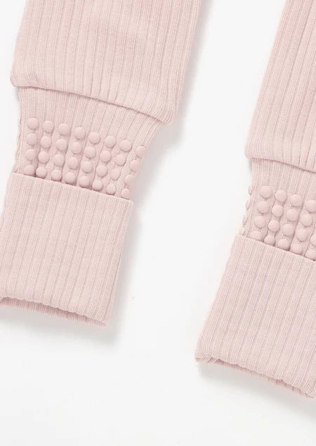 Ribbed Zipper Romper - Blush