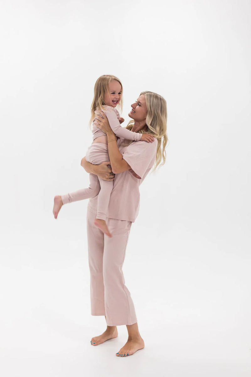 Adult Ribbed Lounge Set | Blush: Large