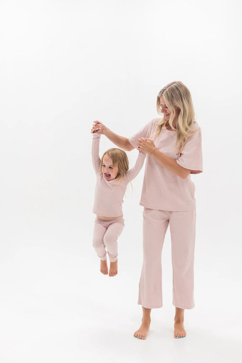 Adult Ribbed Lounge Set | Blush: Large