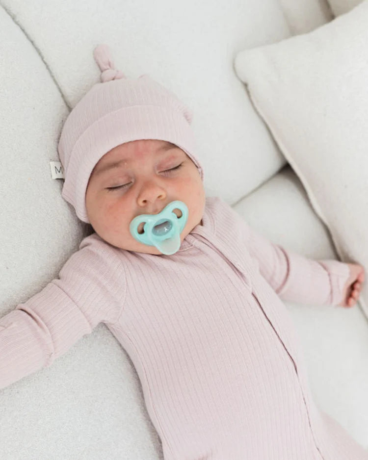 Sleeper Footie ribbed Knit - Blush