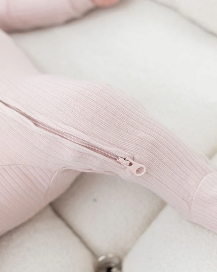 Sleeper Footie ribbed Knit - Blush
