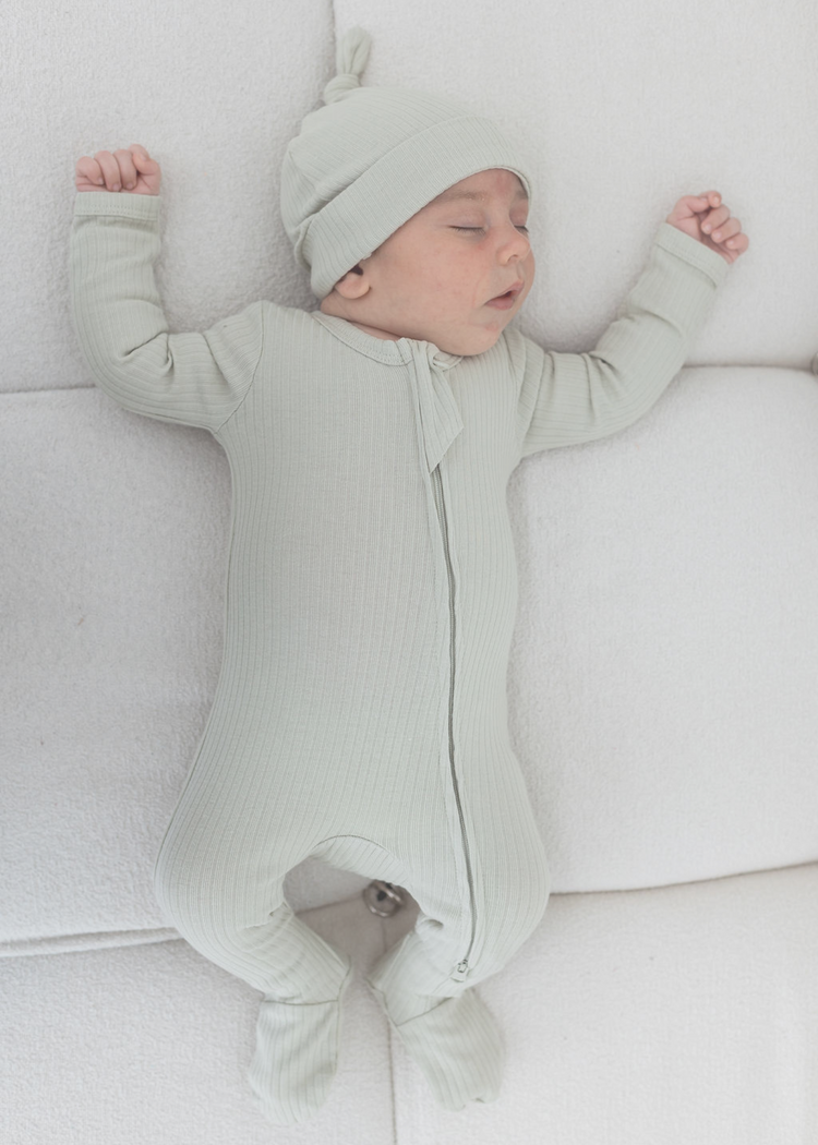 Sleeper Footie ribbed Knit - Pistachio