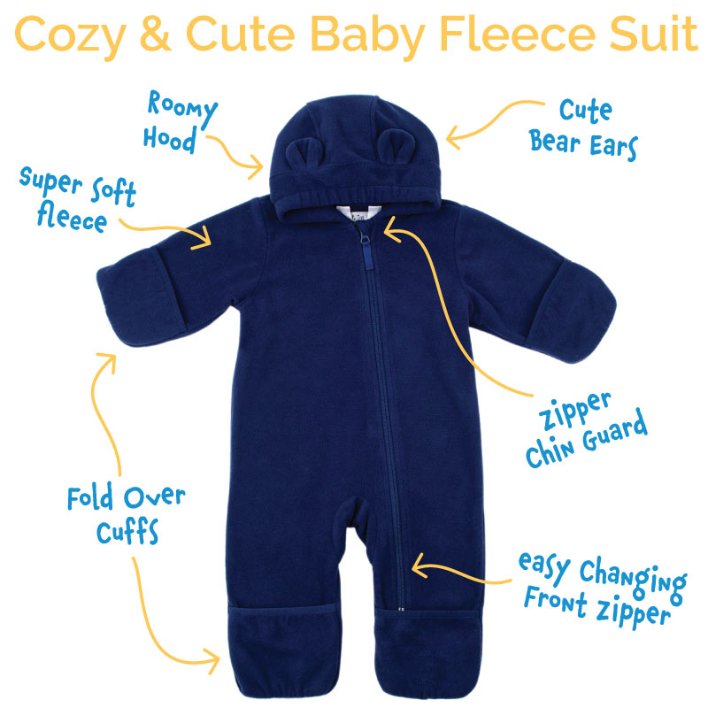 Fleece Suit- Navy Blue - Fawn & Doe Baby Co.