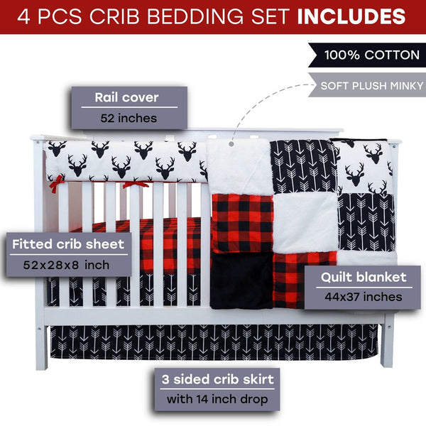 4 Piece Crib Bedding Set- Woodlands - Fawn & Doe Baby Co.