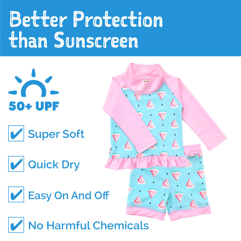 Sun Protection Shirt and Shorts Bathing Suit Set -  watermelon 🇨🇦