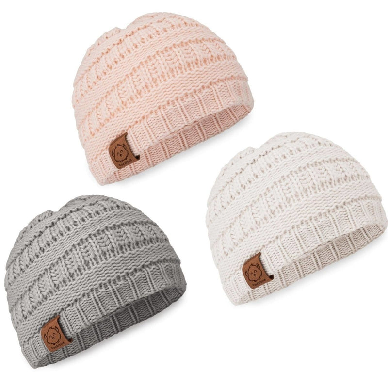 Baby Knitted Beanie 3-Pack (Sweet Pea) - Fawn & Doe Baby Co.