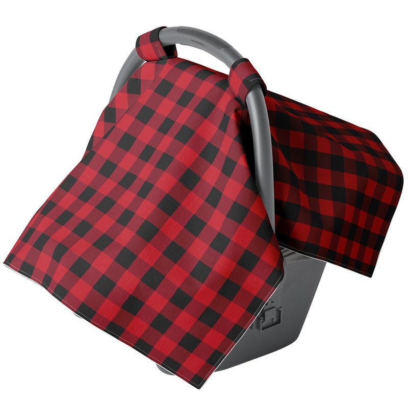 Car Seat Canopy- Buffalo Plaid - Fawn & Doe Baby Co.