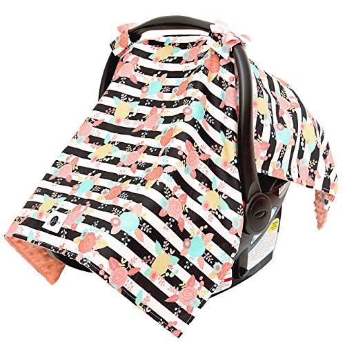 Car Seat Canopy- Florals & Stripes - Fawn & Doe Baby Co.