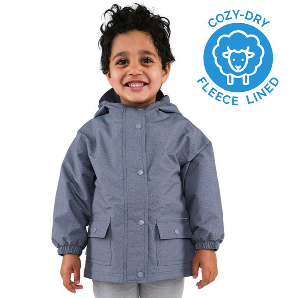 Cozy Dry Rain and Snow Jacket - Heather Grey - Fawn & Doe Baby Co.