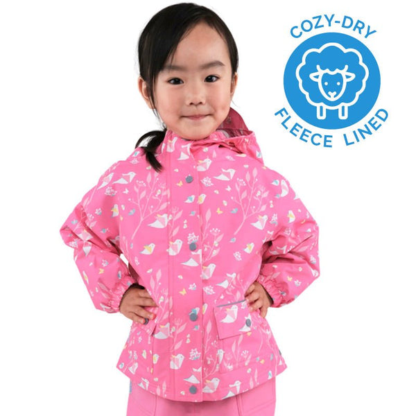 Cozy Dry Rain and Snow Jacket - Pink Origami - Fawn & Doe Baby Co.