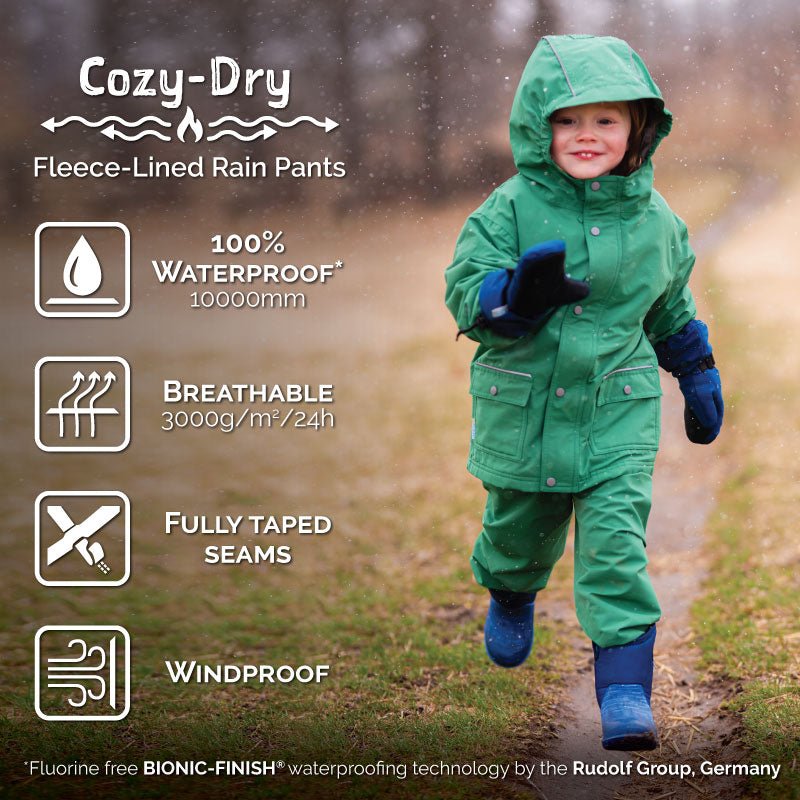 Cozy Dry Rain and Snow Pants - Fern Green - Fawn & Doe Baby Co.