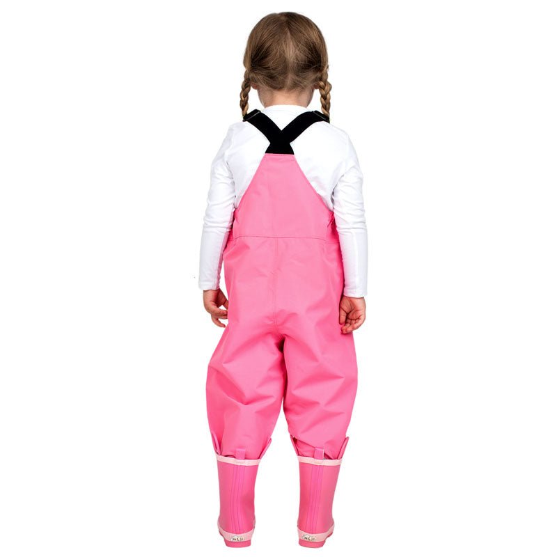 Cozy Dry Rain + Snow Bib Pants - Watermelon Pink - Fawn & Doe Baby Co.