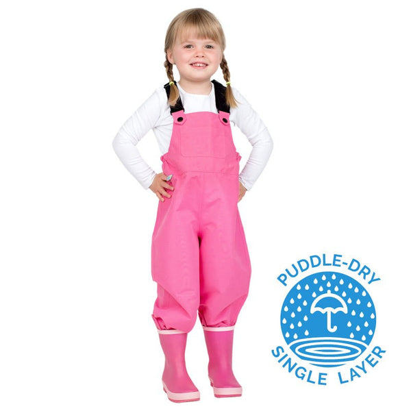 Cozy Dry Rain + Snow Bib Pants - Watermelon Pink - Fawn & Doe Baby Co.