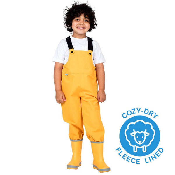 Cozy Dry Rain + Snow Bib Pants - Yellow - Fawn & Doe Baby Co.