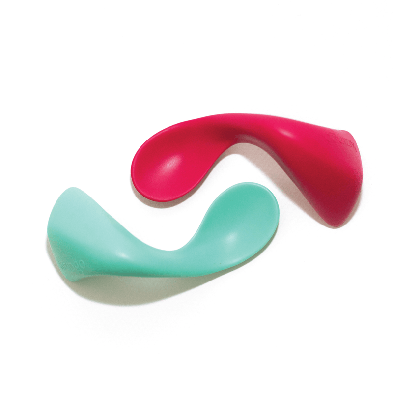 Curved Baby Spoon Raspberry & Lagoon - Fawn & Doe Baby Co.