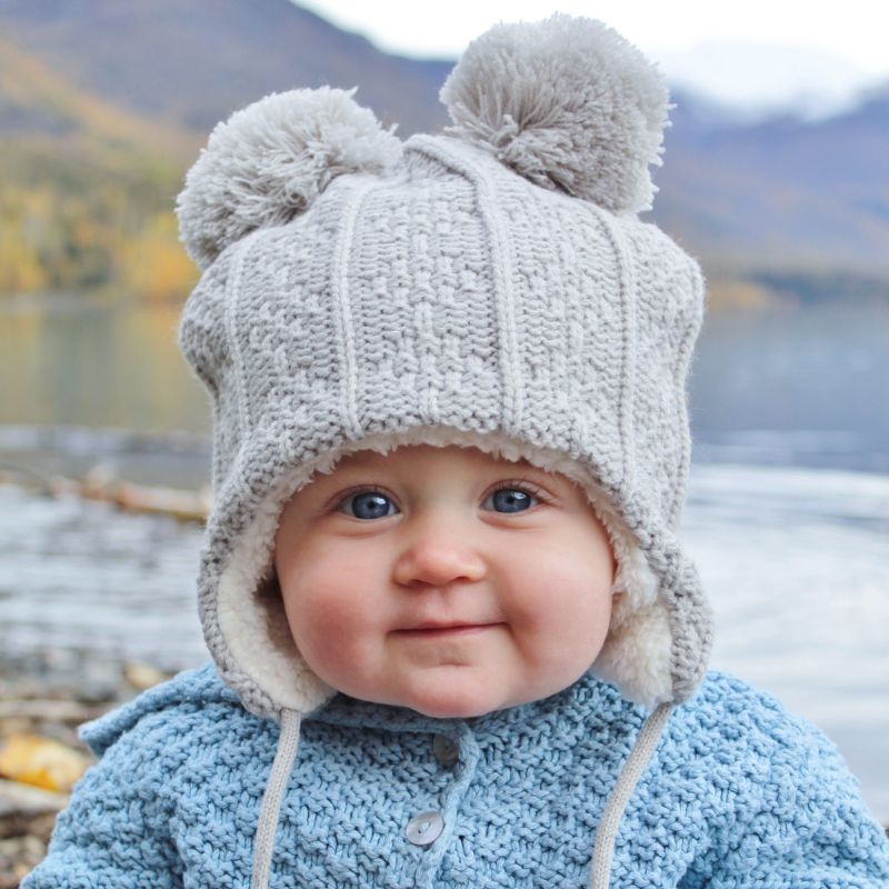Knit Beanie - Grey Bear 🇨🇦 - Fawn & Doe Baby Co.