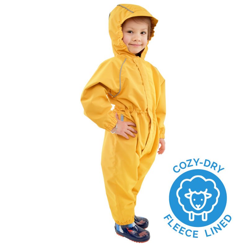 Playsuit - Water Proof + Fleece Lined - Yellow - Fawn & Doe Baby Co.