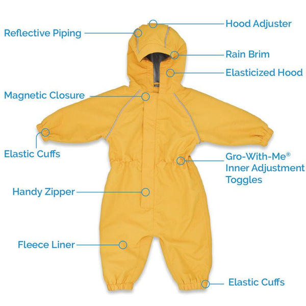 Playsuit - Water Proof + Fleece Lined - Yellow - Fawn & Doe Baby Co.