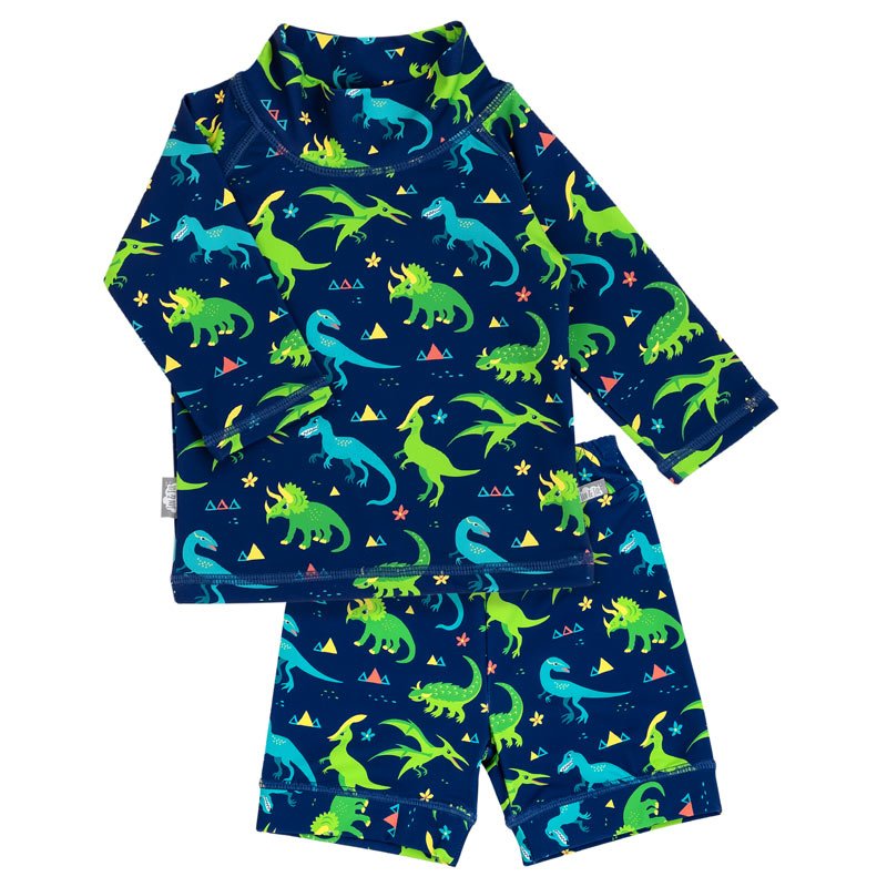 Sun Protection Shirt and Shorts Bathing Suit Set - Dinoland 🇨🇦 - Fawn & Doe Baby Co.