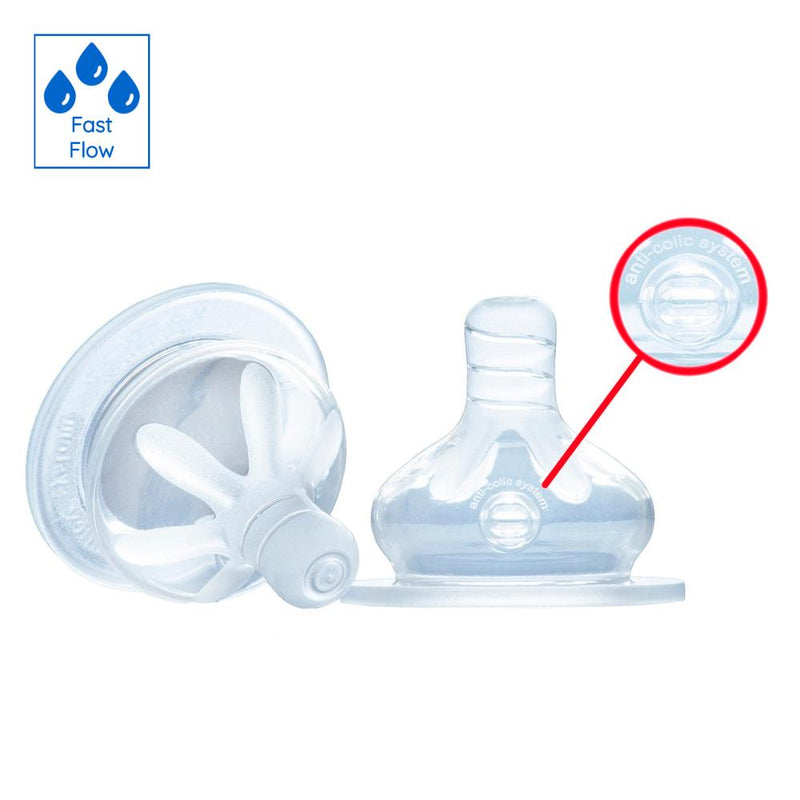 Wide Neck Nipple Fast Flow displayed in packaging 
