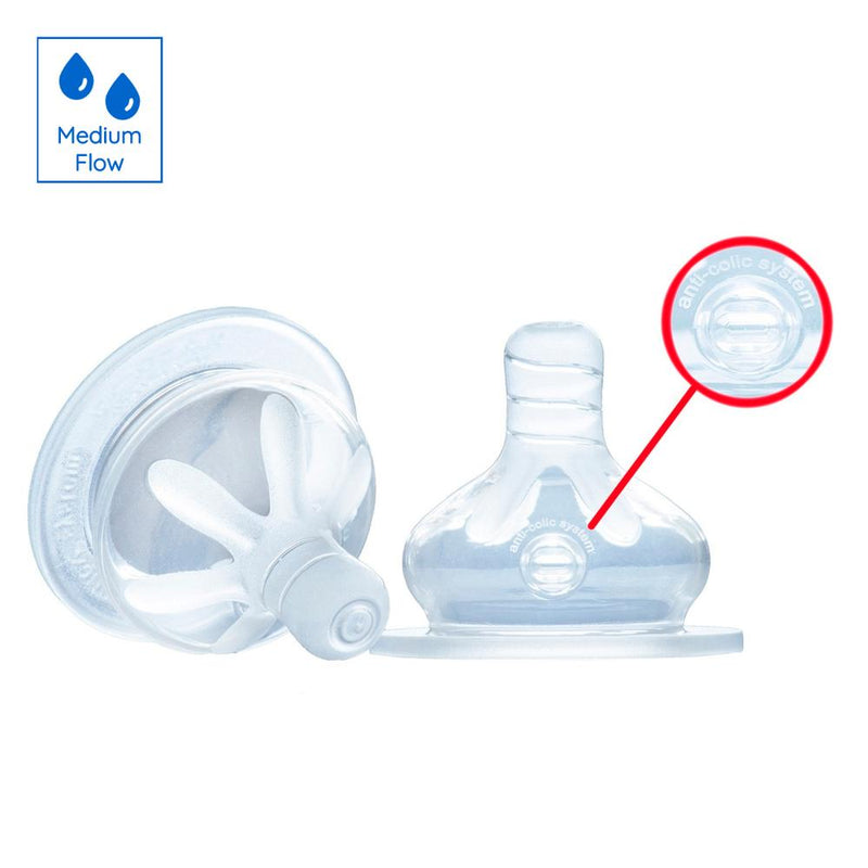 Wide Neck Nipple Medium Flow displayed in packaging 